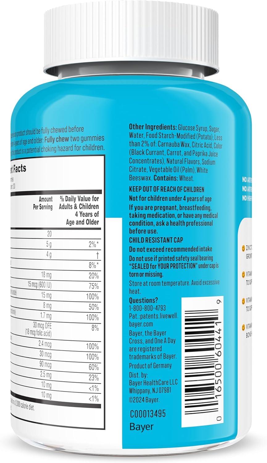 image:imageOne A Day Kids Multivitamin Gummies Kids Vitamins with Vitamin C D E amp Zinc for Immune Support Childrens Gummy Vitamins Assorted Fruit Flavors 60ct Packaging May Vary