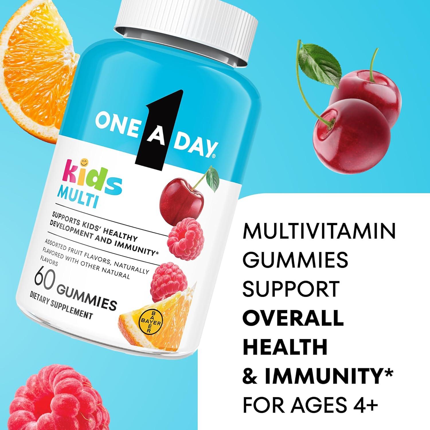 image:imageOne A Day Kids Multivitamin Gummies Kids Vitamins with Vitamin C D E amp Zinc for Immune Support Childrens Gummy Vitamins Assorted Fruit Flavors 60ct Packaging May Vary