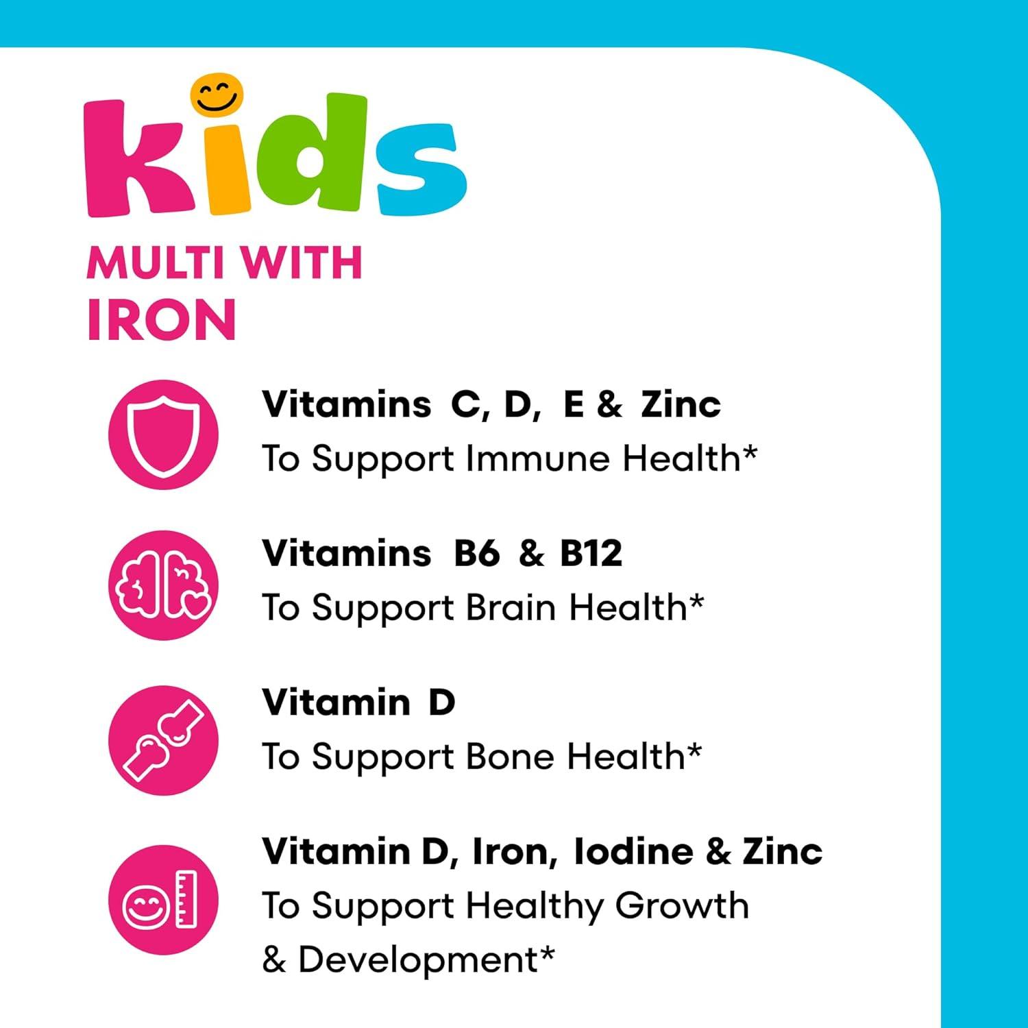 image:imageOne A Day Kids Multivitamin with Iron Gummy Vitamin D Vitamin C E Zinc for Immune Support Gummy Vitamins Kids Multivitamin Gummies with Iron Cherry Flavor 60 Count Packaging May Vary