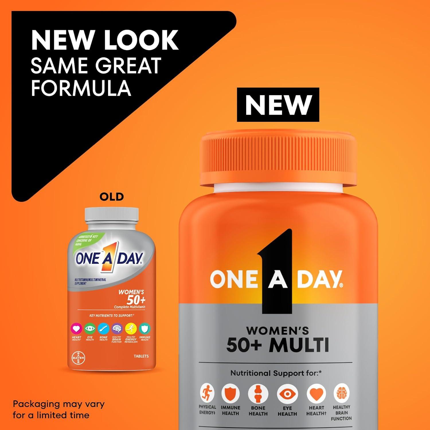 image:imageOne A Day Multivitamin for Women 50 and Over Tablets Womens Multivitamin 50 Plus with Vitamins D C E Zinc amp Biotin Daily Vitamins for Woman 50 200 Ct Packaging May Vary