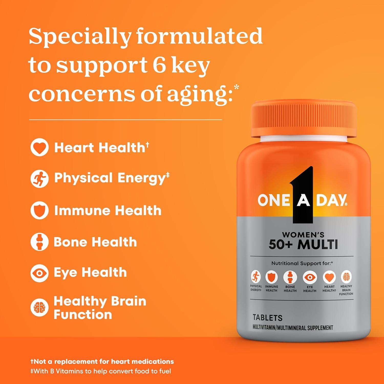 image:imageOne A Day Multivitamin for Women 50 and Over Tablets Womens Multivitamin 50 Plus with Vitamins D C E Zinc amp Biotin Daily Vitamins for Woman 50 200 Ct Packaging May Vary