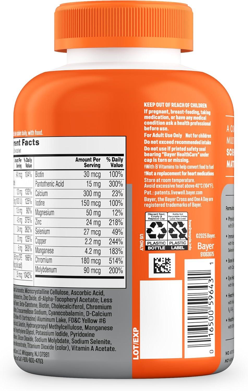 image:imageOne A Day Multivitamin for Women 50 and Over Tablets Womens Multivitamin 50 Plus with Vitamins D C E Zinc amp Biotin Daily Vitamins for Woman 50 200 Ct Packaging May Vary