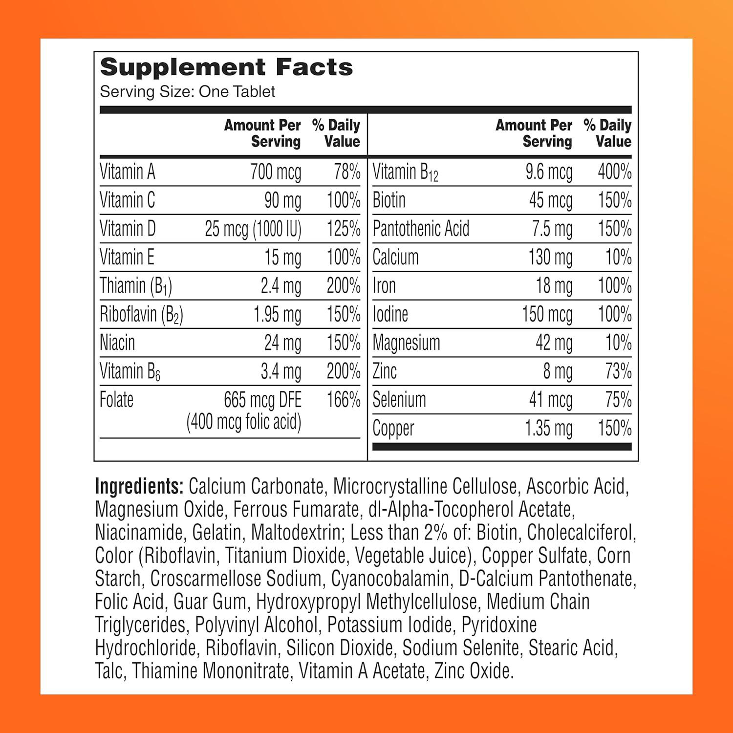 image:imageOne A Day Multivitamin for Women Daily Vitamins for Woman with Biotin Calcium Folic Acid Iron amp Zinc Complete Womens Vitamins 200 Ct Packaging May VaryWomens 200ct