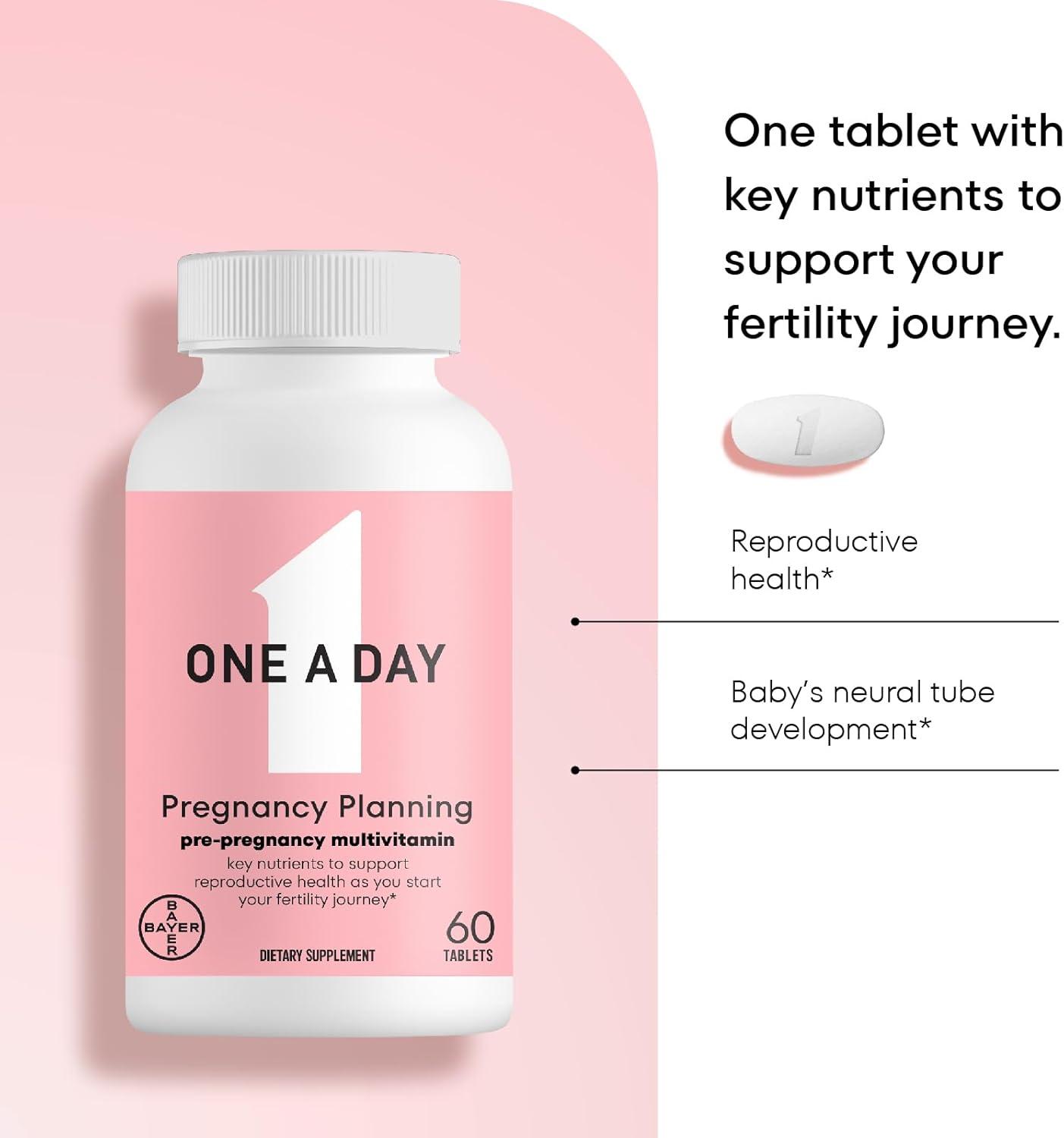 image:imageOne A Day Pregnancy Planning Prenatal Multivitamin for Women Pre Pregnancy Vitamins for Women with Methylfolate Folic Acid Zinc Vitamin B12 amp Vitamin D to Support Reproductive Health 60 Tablets