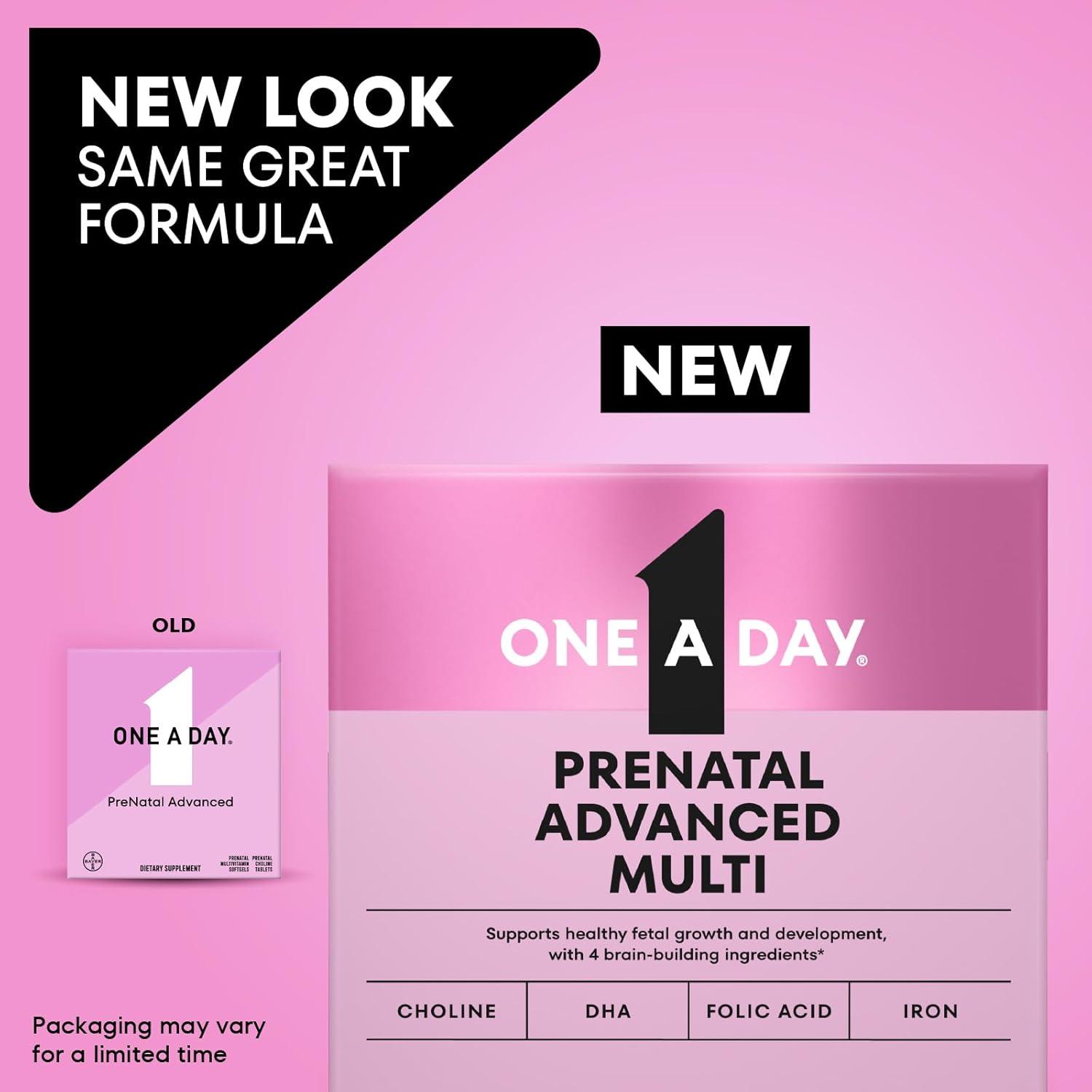 image:imageOne A Day Prenatal Advanced Prenatal Vitamins with Folic Acid Choline DHA amp Iron Pregnancy Vitamins for Women to Support Babys Development 6060 Ct 120 Total Set Packaging May Vary6060ct 120 Total Set