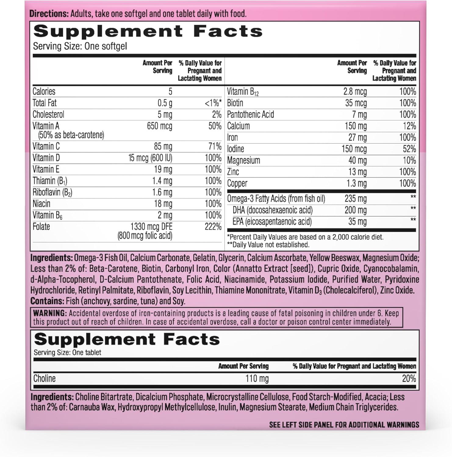 image:imageOne A Day Prenatal Advanced Prenatal Vitamins with Folic Acid Choline DHA amp Iron Pregnancy Vitamins for Women to Support Babys Development 6060 Ct 120 Total Set Packaging May Vary6060ct 120 Total Set