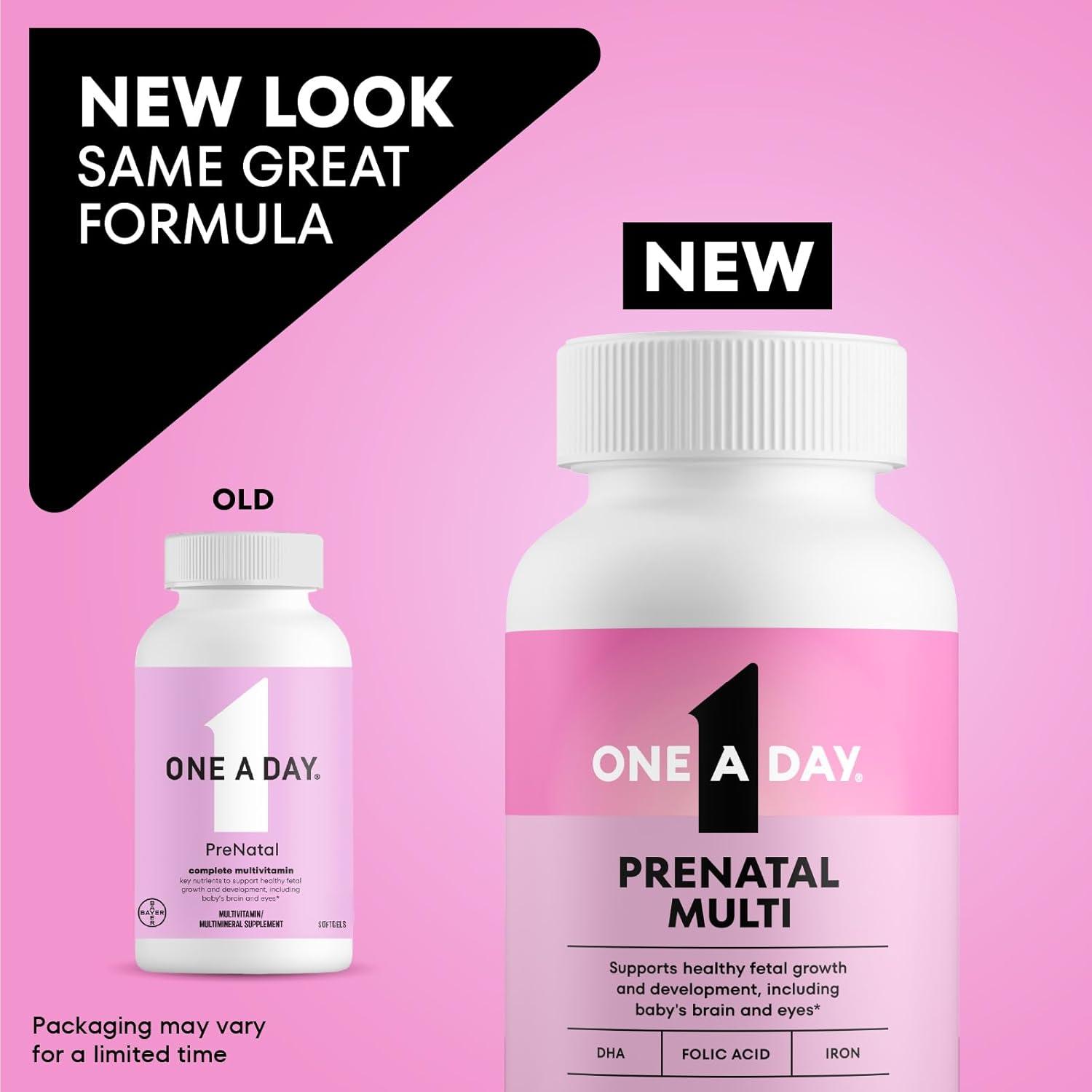 image:imageOne A Day Prenatal Vitamins Folic Acid Iron Omega 3 DHA Pregnancy Vitamins for Women Prenatal Multivitamin for Mom and Baby Support Pregnancy Must Haves 90 Ct Packaging May Vary