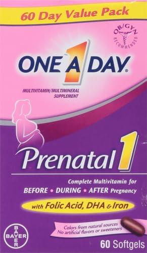 image:imageOne A Day Prenatal Vitamins Folic Acid Iron Omega 3 DHA Pregnancy Vitamins for Women Prenatal Multivitamin for Mom and Baby Support Pregnancy Must Haves 30 Ct Packaging May VaryNo Artificial Flavor