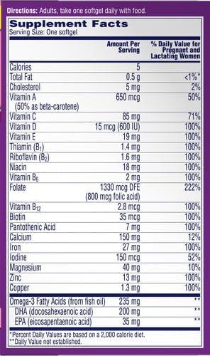 image:imageOne A Day Prenatal Vitamins Folic Acid Iron Omega 3 DHA Pregnancy Vitamins for Women Prenatal Multivitamin for Mom and Baby Support Pregnancy Must Haves 30 Ct Packaging May VaryNo Artificial Flavor