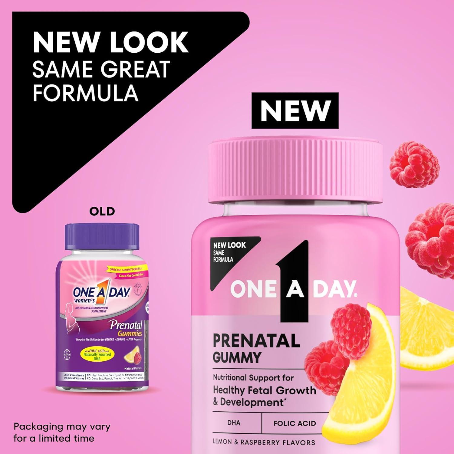 image:imageOne A Day Prenatal Vitamins for Women Gummies Pregnancy Vitamins for Women with Folic Acid DHA Iodine Prenatal Gummies IronFree 120 Ct Packaging May Vary120 Count Pack of 2