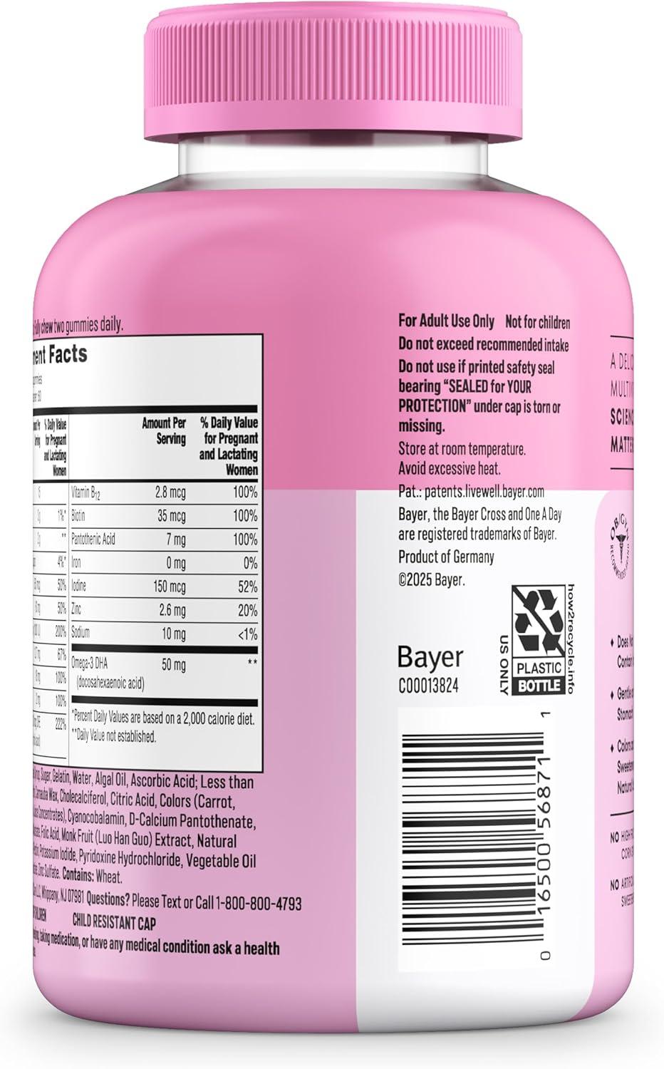 image:imageOne A Day Prenatal Vitamins for Women Gummies Pregnancy Vitamins for Women with Folic Acid DHA Iodine Prenatal Gummies IronFree 120 Ct Packaging May Vary120 Count Pack of 2