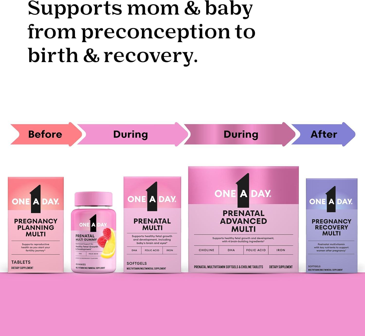 image:imageOne A Day Prenatal Vitamins for Women Gummies Pregnancy Vitamins for Women with Folic Acid DHA Iodine Prenatal Gummies IronFree 120 Ct Packaging May Vary120 Count Pack of 2