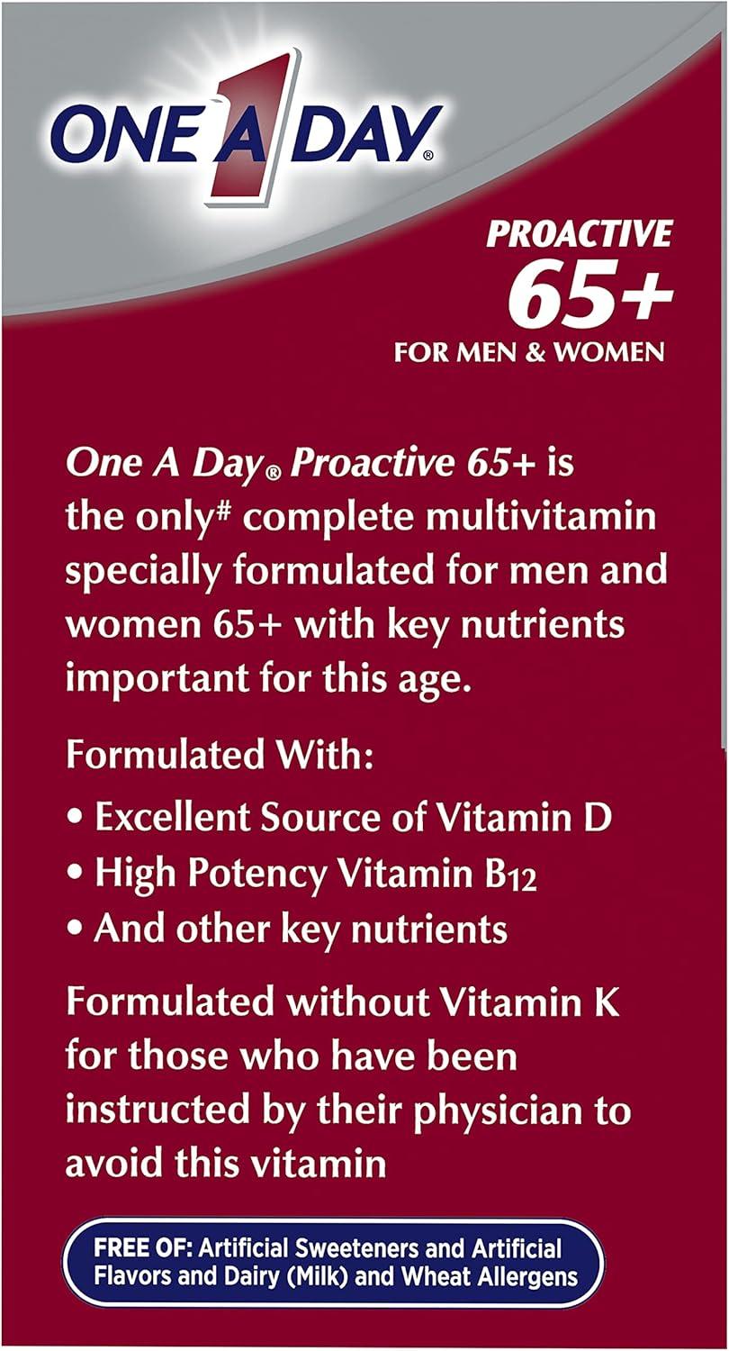 image:imageOne A Day Proactive 65 Mens amp Womens Multivitamin Supplement with Vitamin A C D and Zinc to Support Bone Health amp Cell Health Calcium Folic Acid Tablet 150 Count150 Count Pack of 2