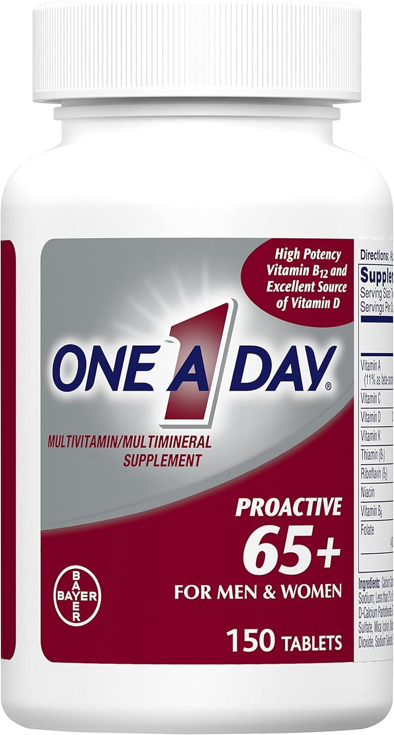 image:imageOne A Day Proactive 65 Mens amp Womens Multivitamin Supplement with Vitamin A C D and Zinc to Support Bone Health amp Cell Health Calcium Folic Acid Tablet 150 Count150 Count Pack of 2
