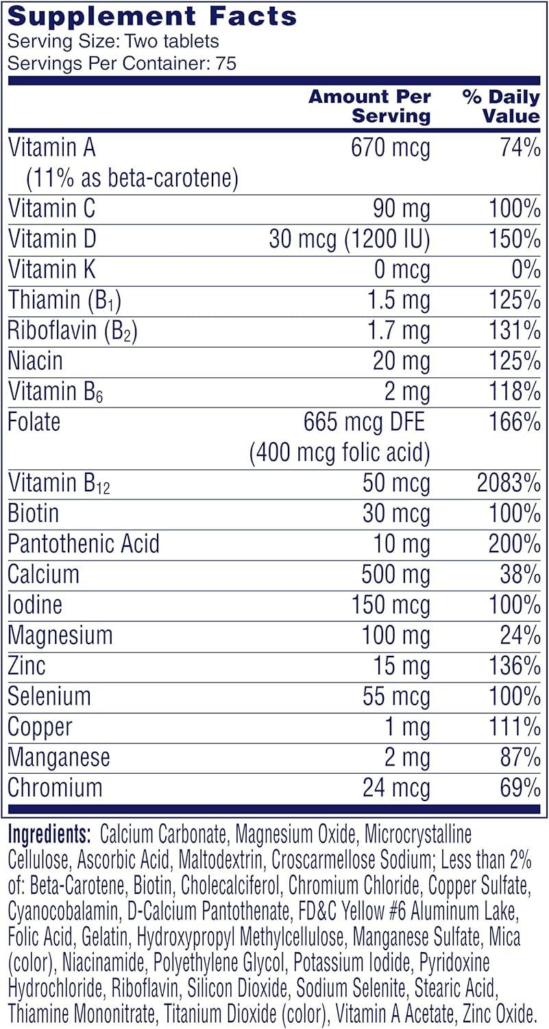 image:imageOne A Day Proactive 65 Mens amp Womens Multivitamin Supplement with Vitamin A C D and Zinc to Support Bone Health amp Cell Health Calcium Folic Acid Tablet 150 Count150 Count Pack of 2