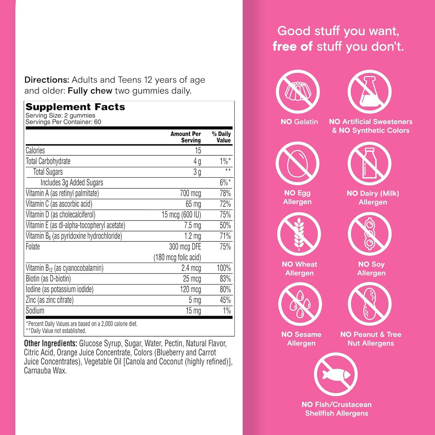 image:imageOne A Day Teen Girls Daily Essentials Multivitamin Gummies Teen Girl Multivitamins with Biotin Vitamin B12 and B6 Vitamin C Raspberry Natural Flavor 120 Gummies120 Count Pack of 1