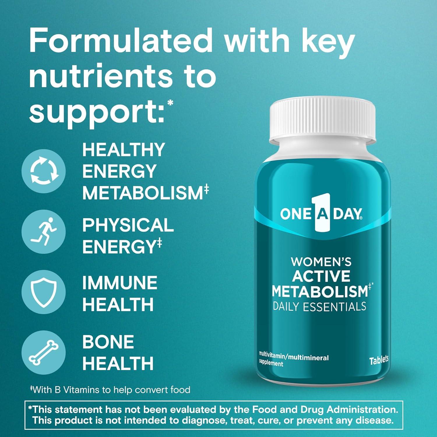 image:imageOne A Day Womens Active Metabolism Daily Essential Multivitamin for Women Metabolism Support Vitamins for Women with All 8 BVitamins Vitamin D Magnesium amp More120 Count120 Count Pack of 1