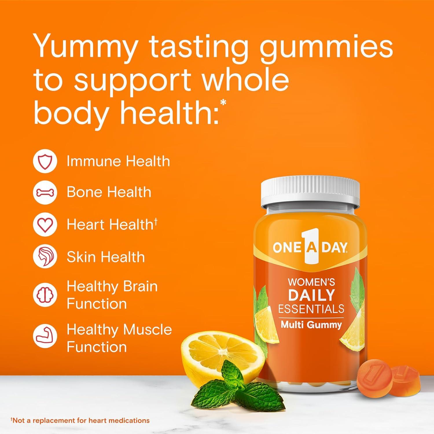 image:imageOne A Day Womens Daily Essentials Multivitamin Gummies Multivitamin for Women Zinc Immune Support Cool Lemonade Naturally Flavored 120 Gummies120 Count Pack of 1