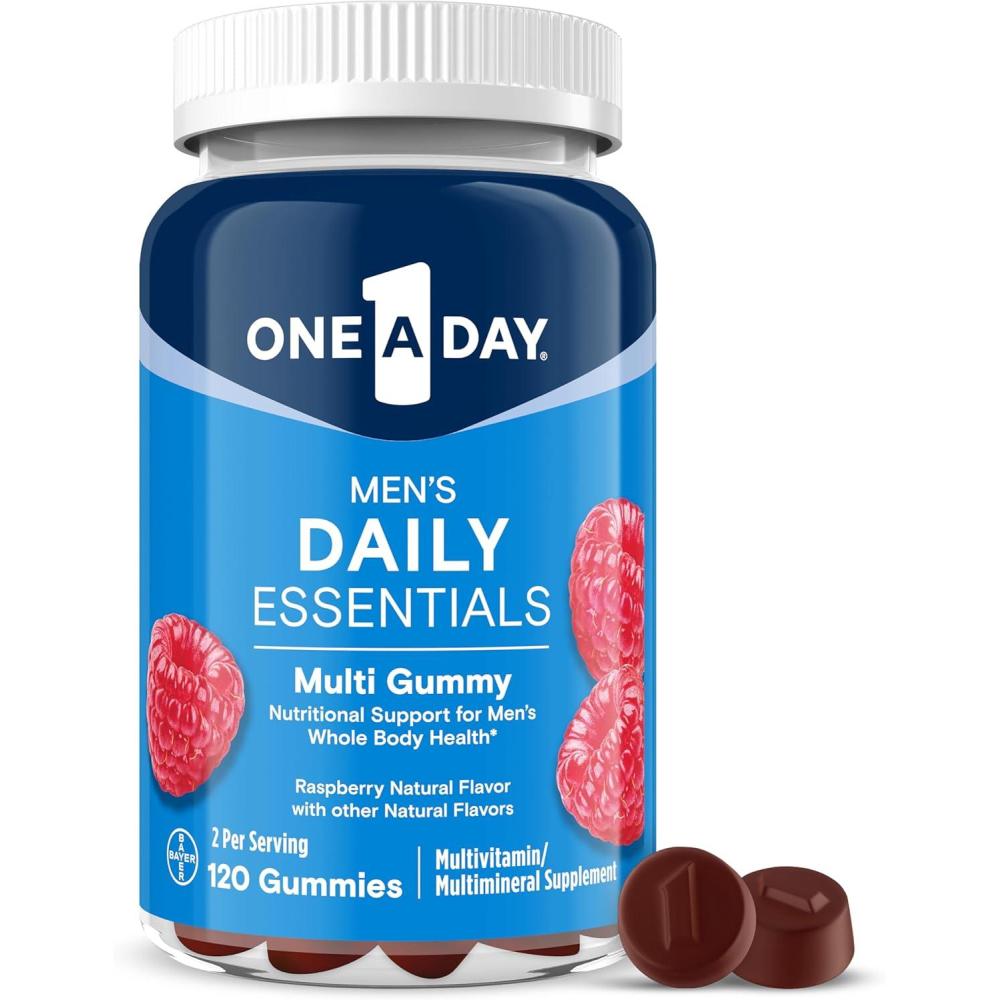 image:imageOne A Day Mens Daily Essentials Multivitamin Gummies Multivitamin for Men Bone Health Zinc Raspberry Natural Flavor 120 Gummies120 Count Pack of 1