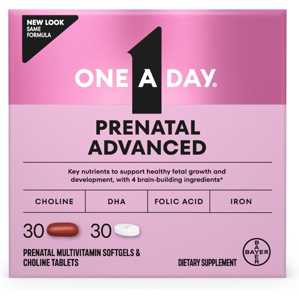 image:imageOne A Day Prenatal Advanced Prenatal Vitamins with Folic Acid Choline DHA amp Iron Pregnancy Vitamins for Women to Support Babys Development 6060 Ct 120 Total Set Packaging May Vary3030ct 60 Total Set