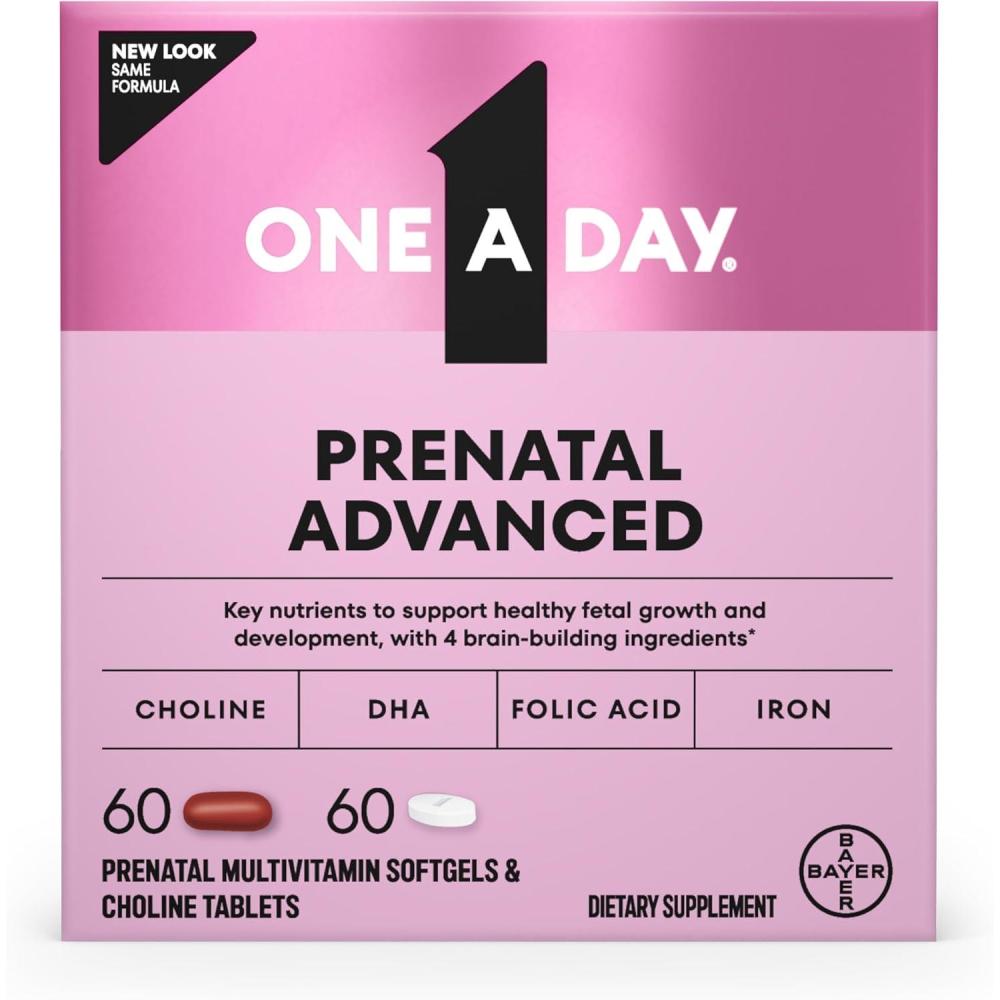 image:imageOne A Day Prenatal Advanced Prenatal Vitamins with Folic Acid Choline DHA amp Iron Pregnancy Vitamins for Women to Support Babys Development 6060 Ct 120 Total Set Packaging May Vary6060ct 120 Total Set