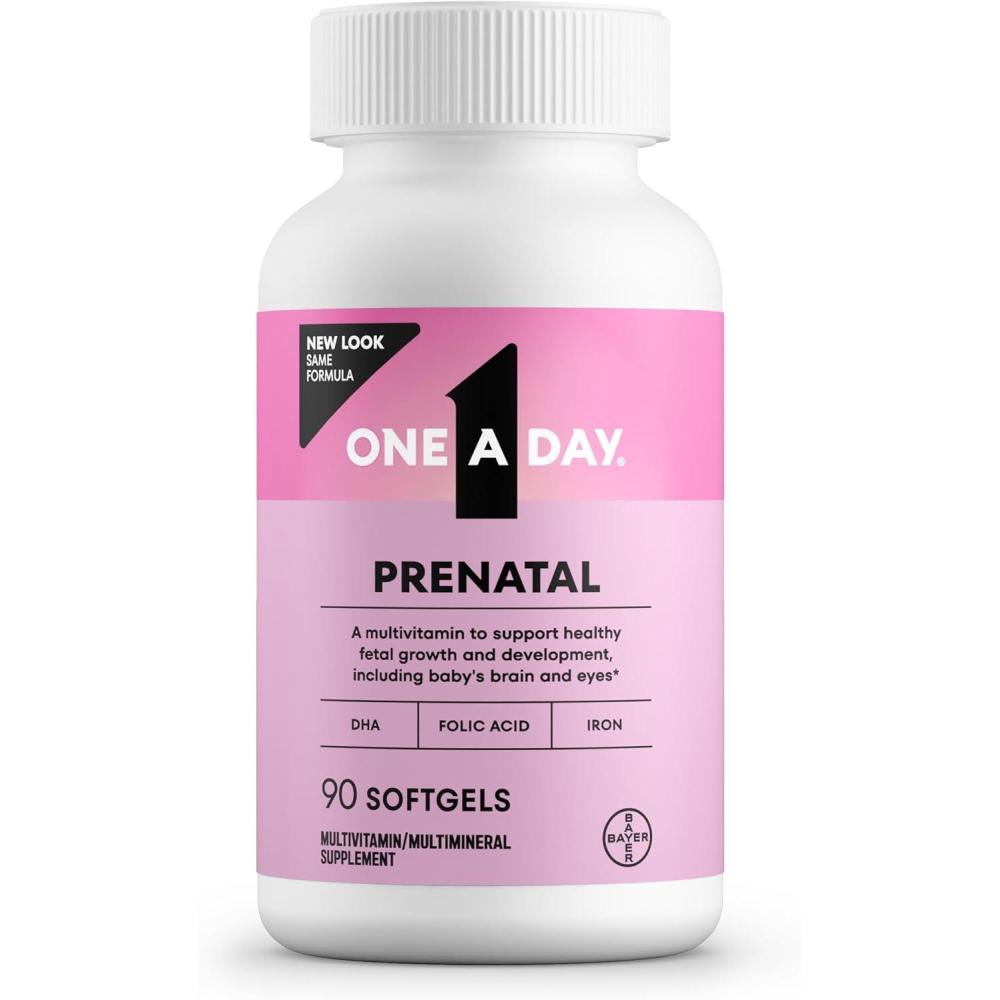 image:imageOne A Day Prenatal Vitamins Folic Acid Iron Omega 3 DHA Pregnancy Vitamins for Women Prenatal Multivitamin for Mom and Baby Support Pregnancy Must Haves 90 Ct Packaging May Vary