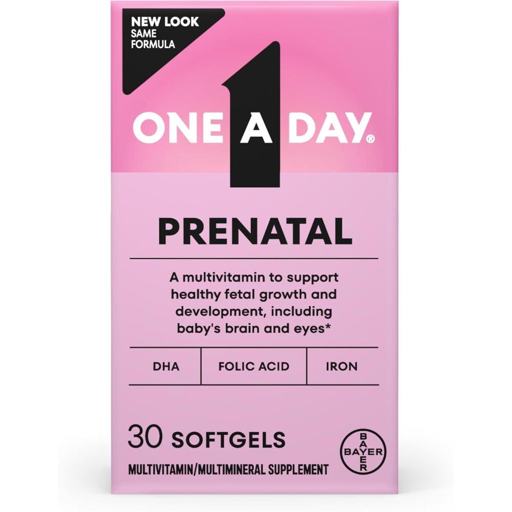 image:imageOne A Day Prenatal Vitamins Folic Acid Iron Omega 3 DHA Pregnancy Vitamins for Women Prenatal Multivitamin for Mom and Baby Support Pregnancy Must Haves 30 Ct Packaging May VaryUnflavored