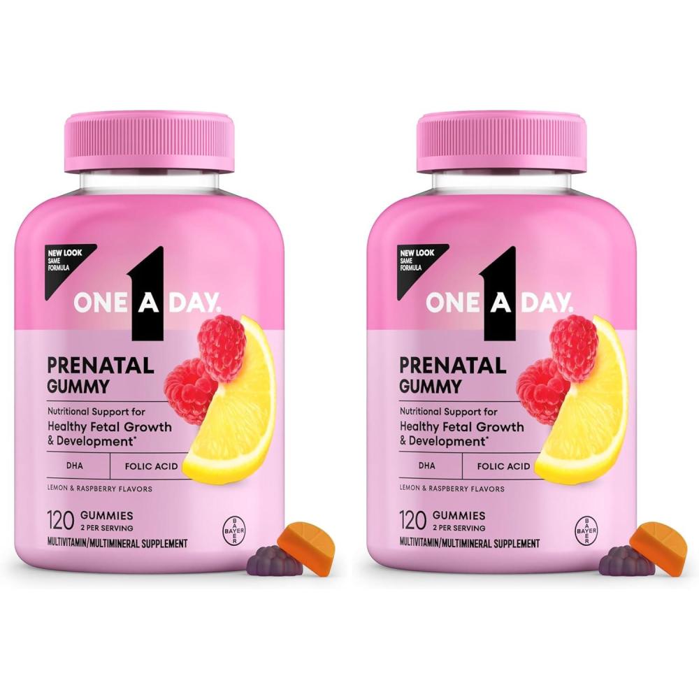 image:imageOne A Day Prenatal Vitamins for Women Gummies Pregnancy Vitamins for Women with Folic Acid DHA Iodine Prenatal Gummies IronFree 120 Ct Packaging May Vary120 Count Pack of 2