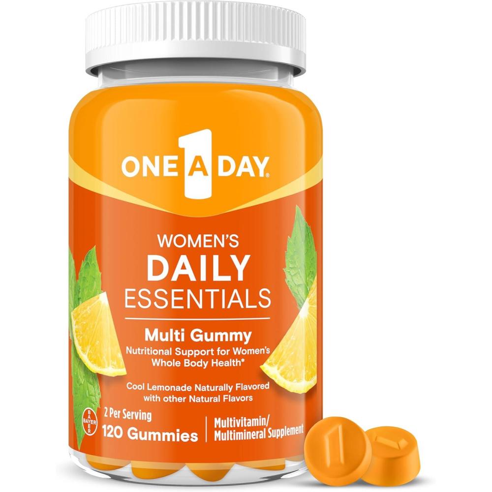 image:imageOne A Day Womens Daily Essentials Multivitamin Gummies Multivitamin for Women Zinc Immune Support Cool Lemonade Naturally Flavored 120 Gummies120 Count Pack of 1