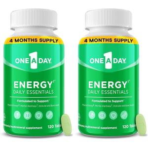 One A Day Energy Daily Essentials Multivitamin, Energy Supplement to Support Mental Alertness and Immune Health with Vitamins A C, D, E, Zinc and Caffeine, 120 Count(120 Count (Pack of 2))