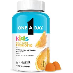One A Day Kids Multivitamin with Probiotic, Multivitamin Gummies, Kids Probiotic for Digestive Health, Gummy Vitamins with Vitamin D for Immune Support, Orange Flavor, 60 Count
