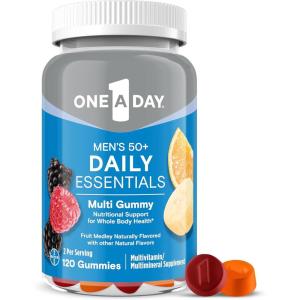 One A Day Men’s 50+ Daily Essentials Multivitamin Gummies, Multivitamin for Men Over 50, Fruit Medley Flavor, 120 Gummies(120 Count (Pack of 1))