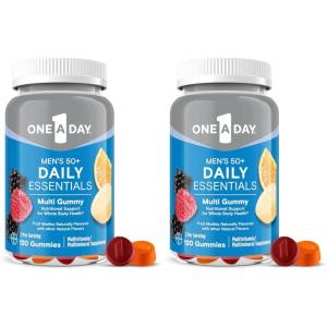 One A Day Men’s 50+ Daily Essentials Multivitamin Gummies, Multivitamin for Men Over 50, Fruit Medley Flavor, 120 Gummies(120 Count (Pack of 2))