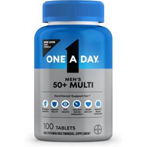 One A Day Men’s 50+ Multivitamins, Supplement with A, C, D, E and Zinc for Immune Health*, Calcium & More, 100 Tablets