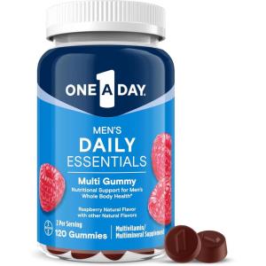 One A Day Men’s Daily Essentials Multivitamin Gummies, Multivitamin for Men, Bone Health, Zinc, Raspberry Natural Flavor, 120 Gummies(120 Count (Pack of 1))