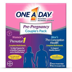One A Day Men’s & Women’s Pre-Pregnancy Multivitamin Softgel including Vitamins A, Vitamin C, Vitamin D, B6, B12, Folic Acid & more, 30+30 Count, Supplement for Before, During, and Postnatal(60 Count (Pack of 1))