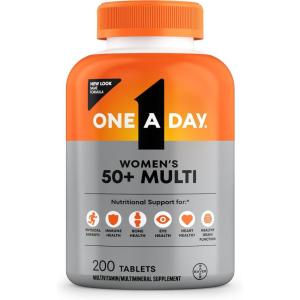 One A Day Multivitamin for Women 50 and Over Tablets, Womens Multivitamin 50 Plus with Vitamins D, C, E, Zinc & Biotin, Daily Vitamins for Woman 50+, 200 Ct (Packaging May Vary)