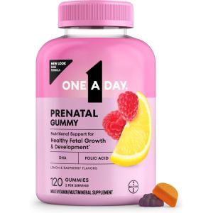 One A Day Prenatal Vitamins for Women Gummies- Pregnancy Vitamins for Women with Folic Acid, DHA, Iodine, Prenatal Gummies, Iron-Free, 120 Ct (Packaging May Vary)(120 Count (Pack of 1))