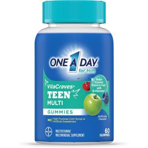One A Day Teen Boy’s Daily Essentials Multivitamin Gummies, Teen Boy Vitamins with Vitamin C, Vitamin D, Bone Health, Immune Health, Raspberry Natural Flavor, 120 Gummies(60 Count (Pack of 1))