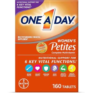 One A Day Women’s Petites Multivitamin,Supplement with Vitamin A, C, D, E and Zinc for Immune Health Support, B Vitamins, Biotin, Folate (as folic acid) & more,Tablet, 160 count(160 Count (Pack of 1))