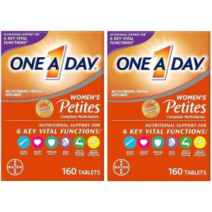 One A Day Women’s Petites Multivitamin,Supplement with Vitamin A, C, D, E and Zinc for Immune Health Support, B Vitamins, Biotin, Folate (as folic acid) & more,Tablet, 160 count(160 Count (Pack of 2))